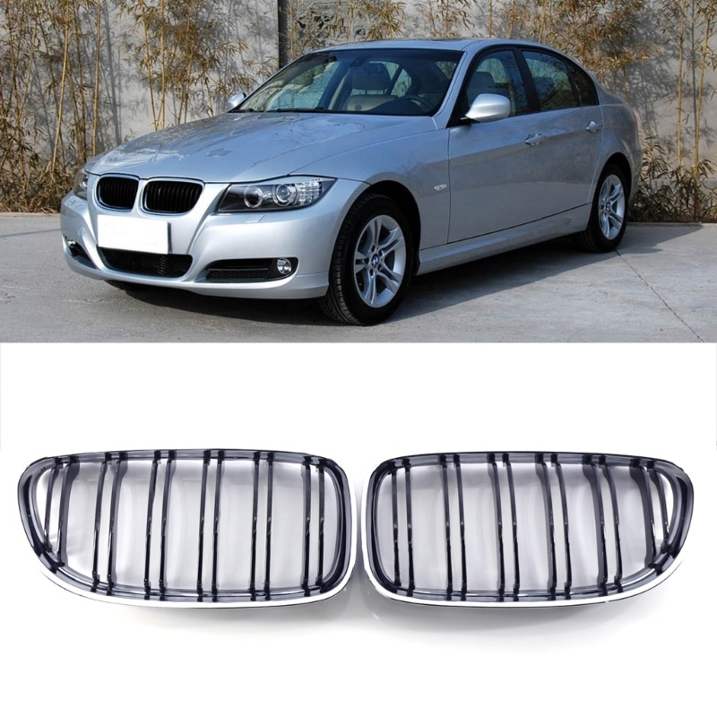 Zzz 2pcs Kisi-Kisi Grill Depan Warna Hitam Untuk E90-LCI 3series Sedan-2009-2012 51137201969 51137201970 Lampu Hias Ringan