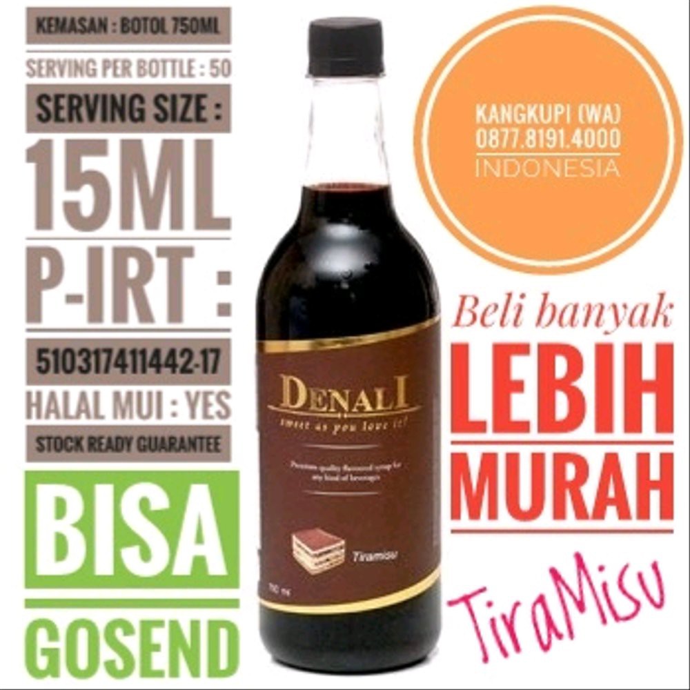 

Denali Syrup Tiramisu, Sirup Rasa Tiramisu Impor utk cafe sertifikat halal MUI Limited