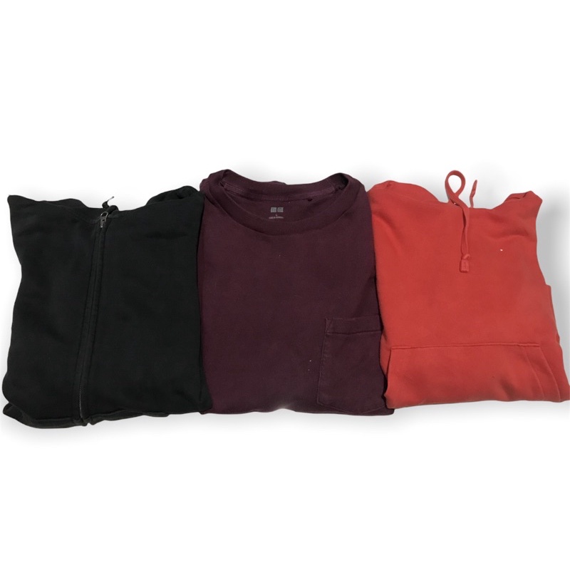 Borongan Hoodie Crewneck uniqlo polos second 3pcs murah