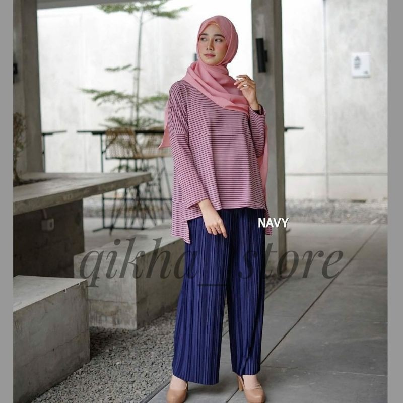 CELANA KULOT PLISKET IMPORT JUMBO MUAT S-M-L-XL-XXL-Navy