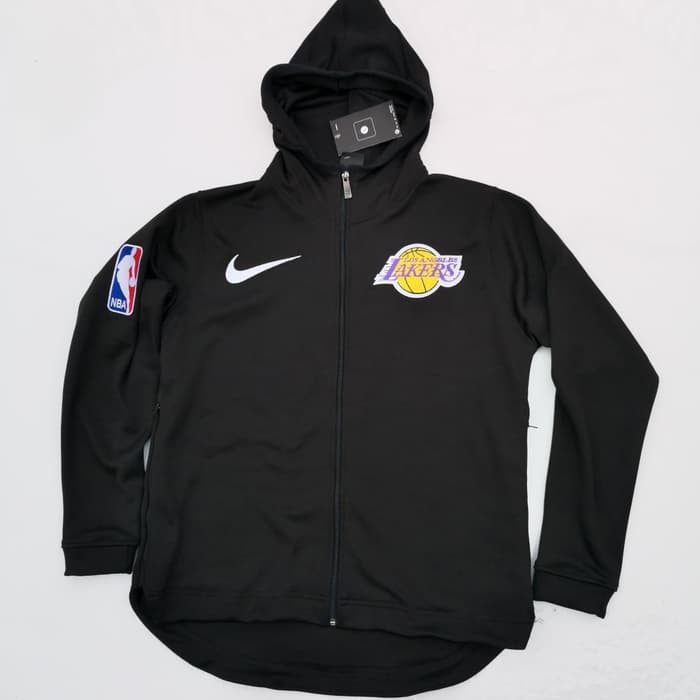 JAKET HOODIE NIKE NBA SHOWTIME LOS ANGELES LAKERS HITAM GRADE ORI - Hitam- M