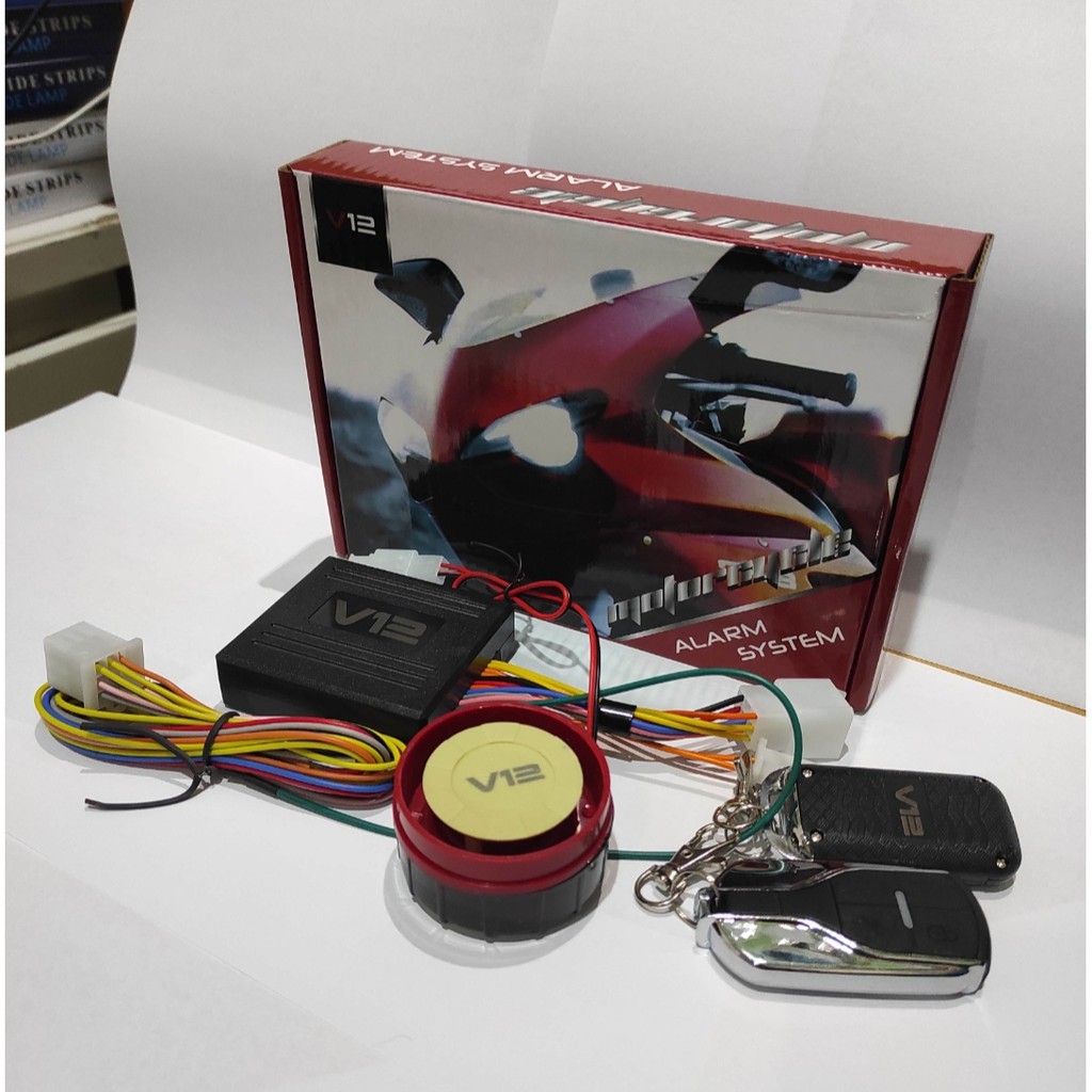 Alarm Motor V12 Dengan Sensor Getar + 2 Remote Starter Jarak Jauh