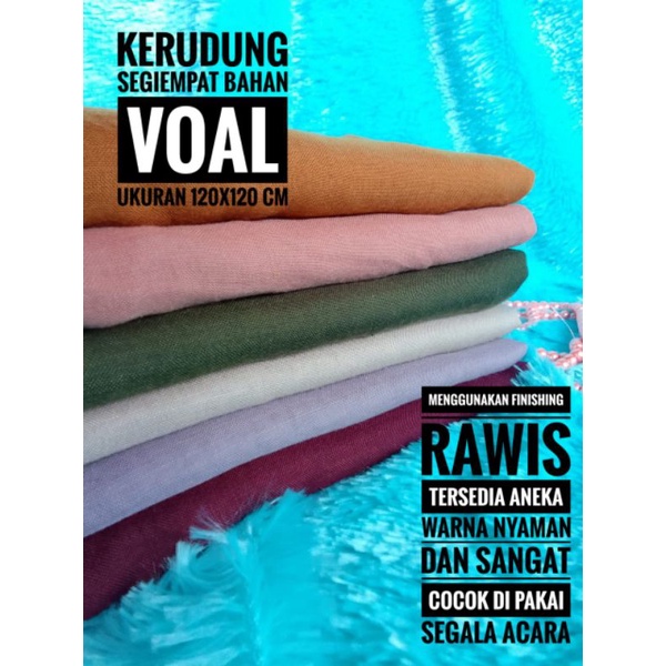 Jilbab Segiempat Bahan Voal Premium Aneka Warna