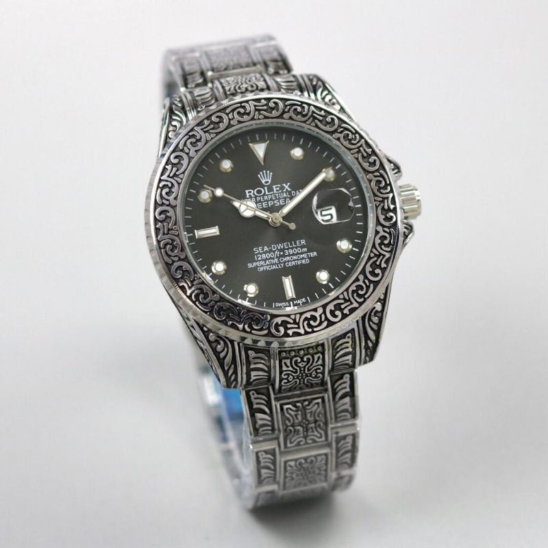 JAM TANGAN PRIA ROLEX STEINLESS TANGGAL MOTIF BATIK
