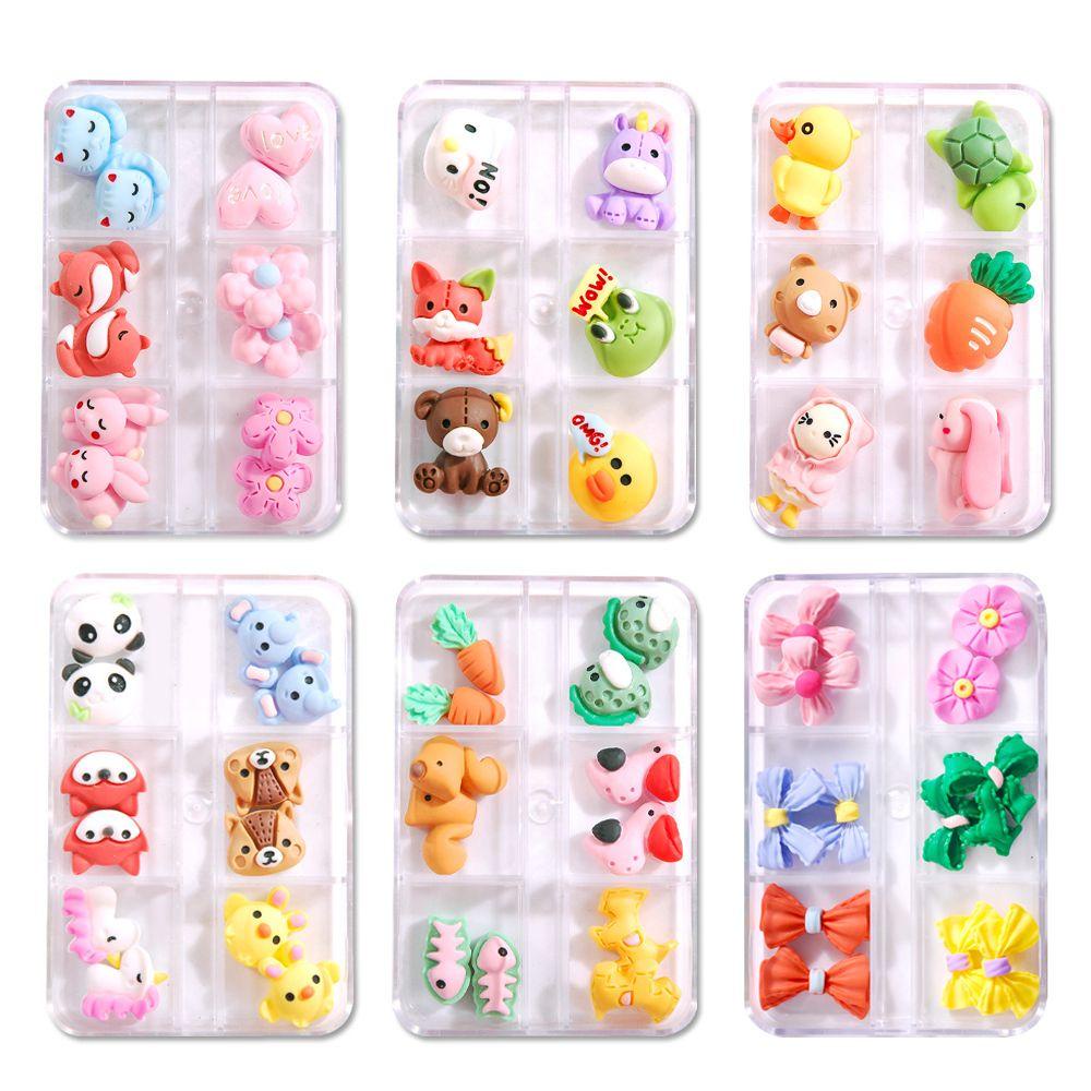 MXBEAUTY 3d Dekorasi Nail Art Lucu 1Box Resin Ornamen Flatback Handmade Jepit Rambut Phone Case Decor DIY Perhiasan Craft