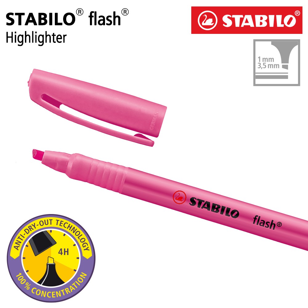 STABILO Flash Pink Highlighter Warna Merah Muda Original STABILO Flash Pink Highlighter Warna Merah Muda Original