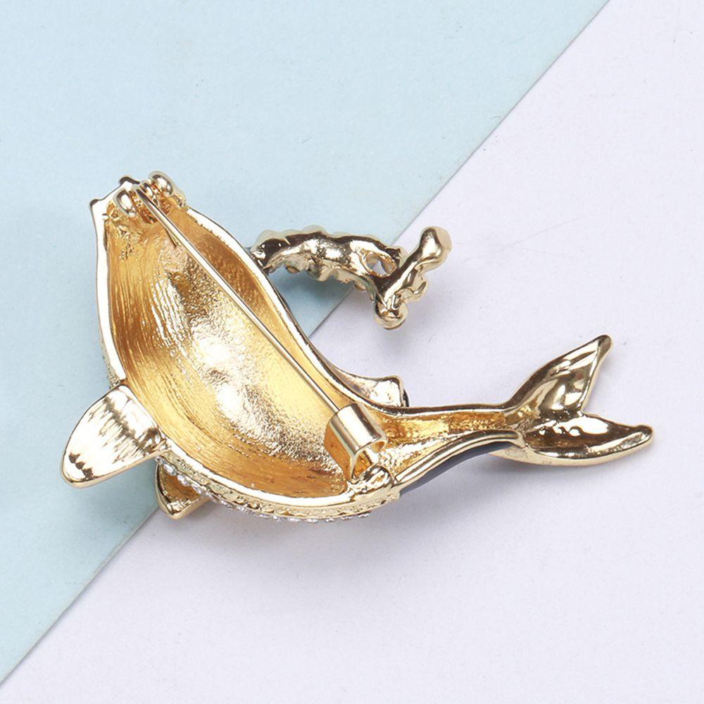 Mxbeauty Bros Pin Enamel Bentuk Ikan Paus Aksen Berlian Imitasi Bahan Alloy Gaya Korea