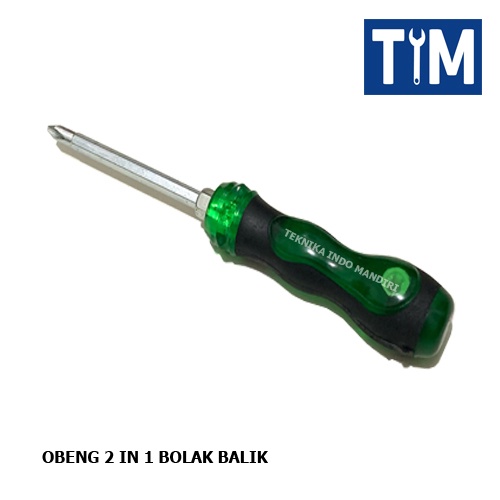 Obeng 2 IN 1 Bolak Balik Gagang Plastik / Obeng Plus Minus 4 INCH