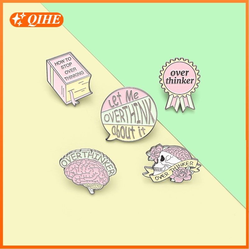 Bros Pin Enamel Desain Otak Tengkorak Buku Warna Pink Untuk Hadiah Teman