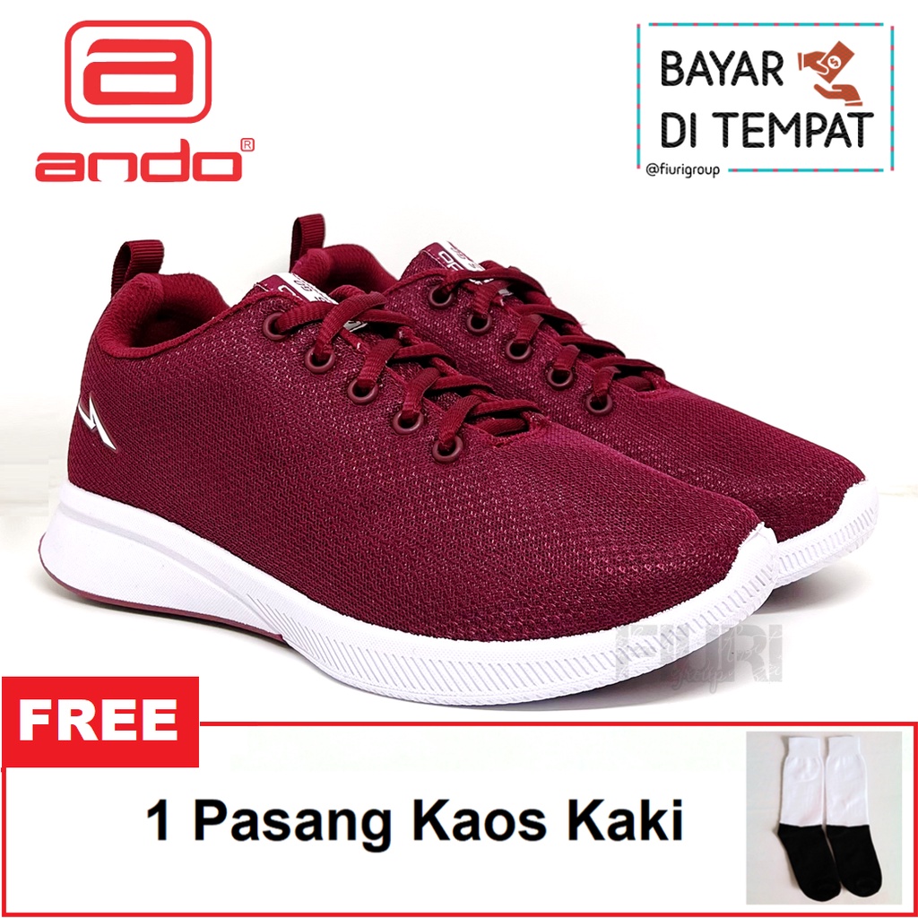 FIURI - Ando Original - BSC 31 MAROON 37-40 - Sepatu Kets Wanita - Sepatu Sneakers Wanita - Sepatu Olahraga Sport Wanita - Sepatu Casual - Sepatu Jogging Lari Fitness Gym Senam Wanita - Sepatu Anak Perempuan Cewek -Sepatu Sekolah Bertali SD SMP SMA