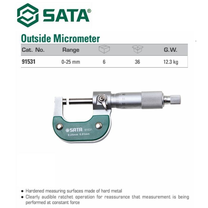 JANGKA SORONG 91531 OUTSIDE MIRCOMETER 0-25MM SATA