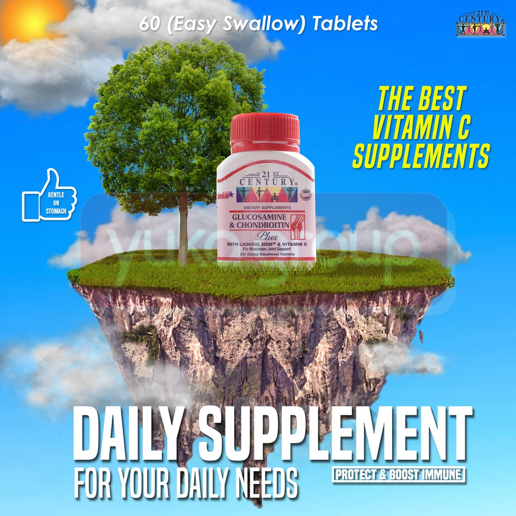 Suplemen 21st Century Glucosamine Glukosamin Chondroitin Plus MSM Vit C 60