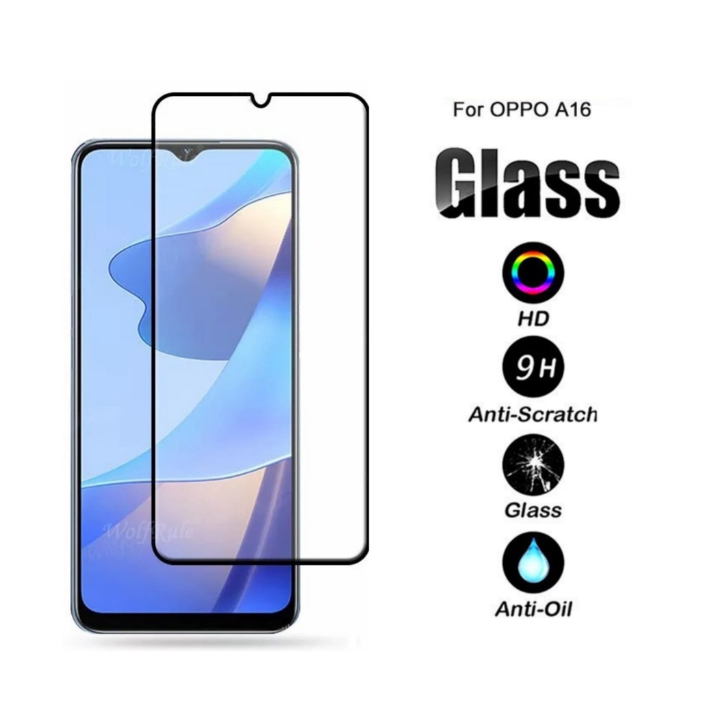 PROMO 2IN1 TEMPERED GLASS OPPO A16 ANTI GORES KACA FULL LAYAR