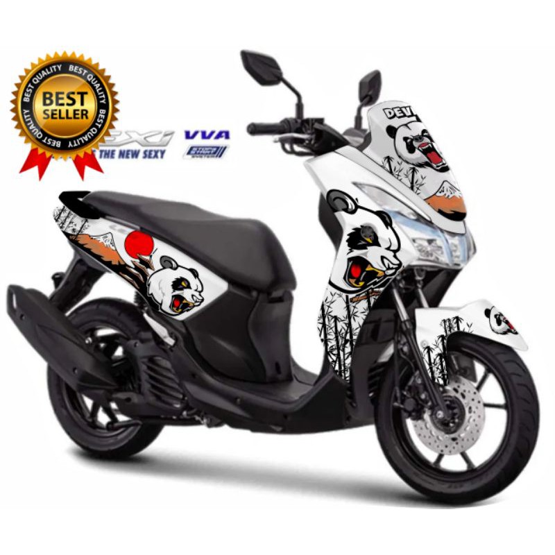 Stiker Motor Decal Sticker Lexi 125 motif panda putih variasi full body simple