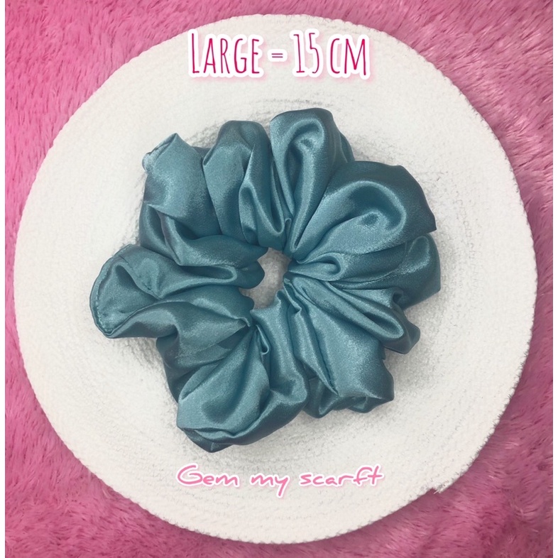crunchy ikat rambut premium warna biru muda / blue sea size large