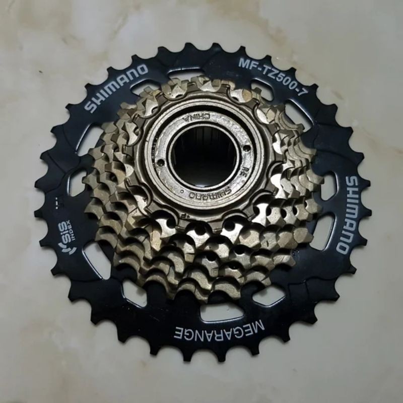 GIR SPROCKET SEPEDA SHIMANO MF - TZ500 7 SPEED MEGARANGE UKURAN 34T FREEWHEEL MODEL DRAT ULIR