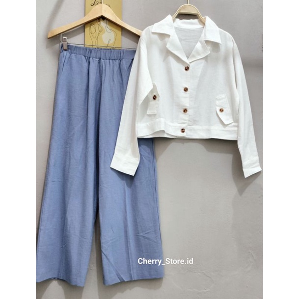 CHERRY_ celana kulot / celana Basic/ kulot pants bahan linen