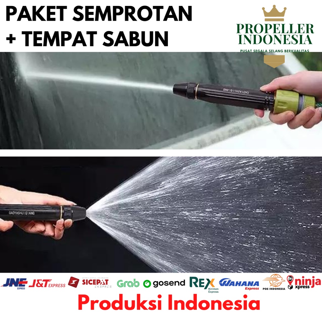 Paket Semprotan Tekanan Tinggi + Tempat Sabun Cuci Mobil 1/2 - 3/4Inch