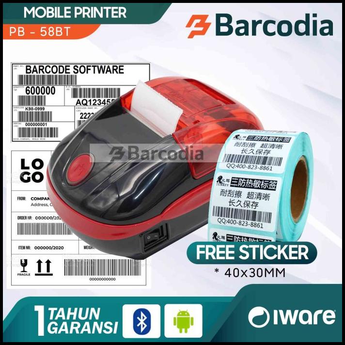 Iware Printer Bluetooth Portable Pb582 Label Printer Pb-582 Pb 582
