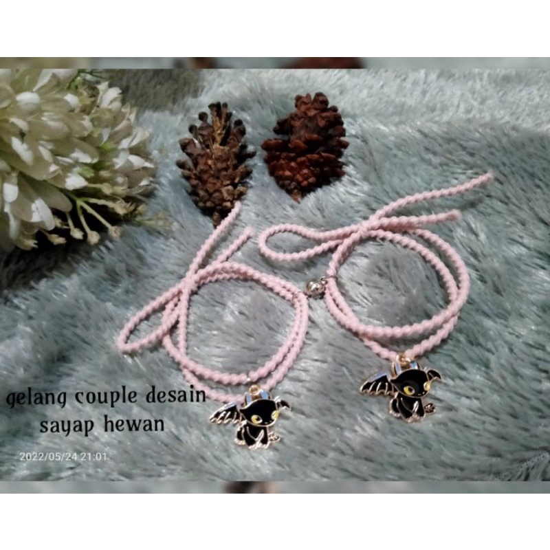 2(PCs) sepasang gelang couple DRAGON BLACK TAli ulir