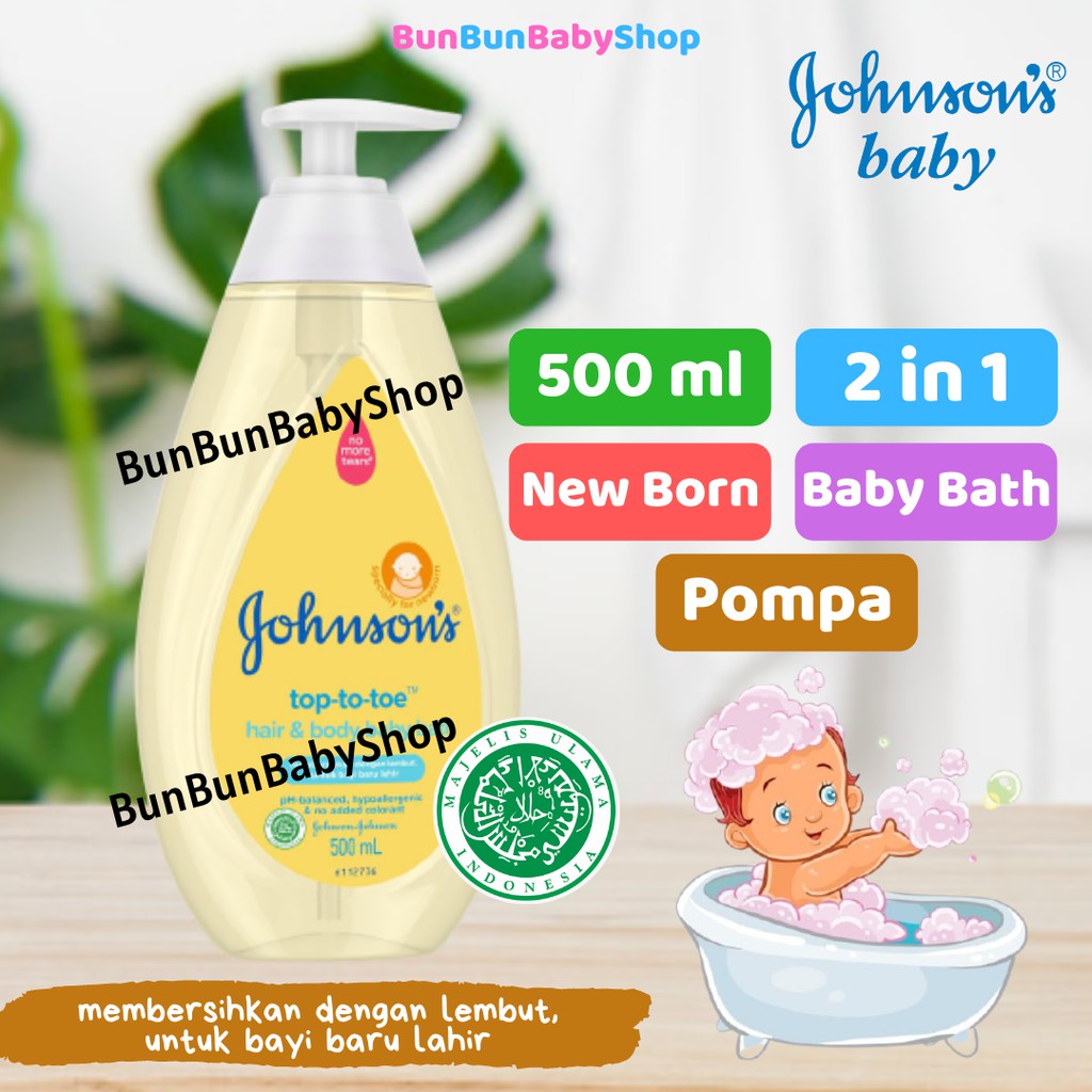 Johnson’s Hair &amp; Body Baby Bath Newborn 500ml Perlengkapan Mandi Bayi Baru Lahir Sabun Perawatan Bun