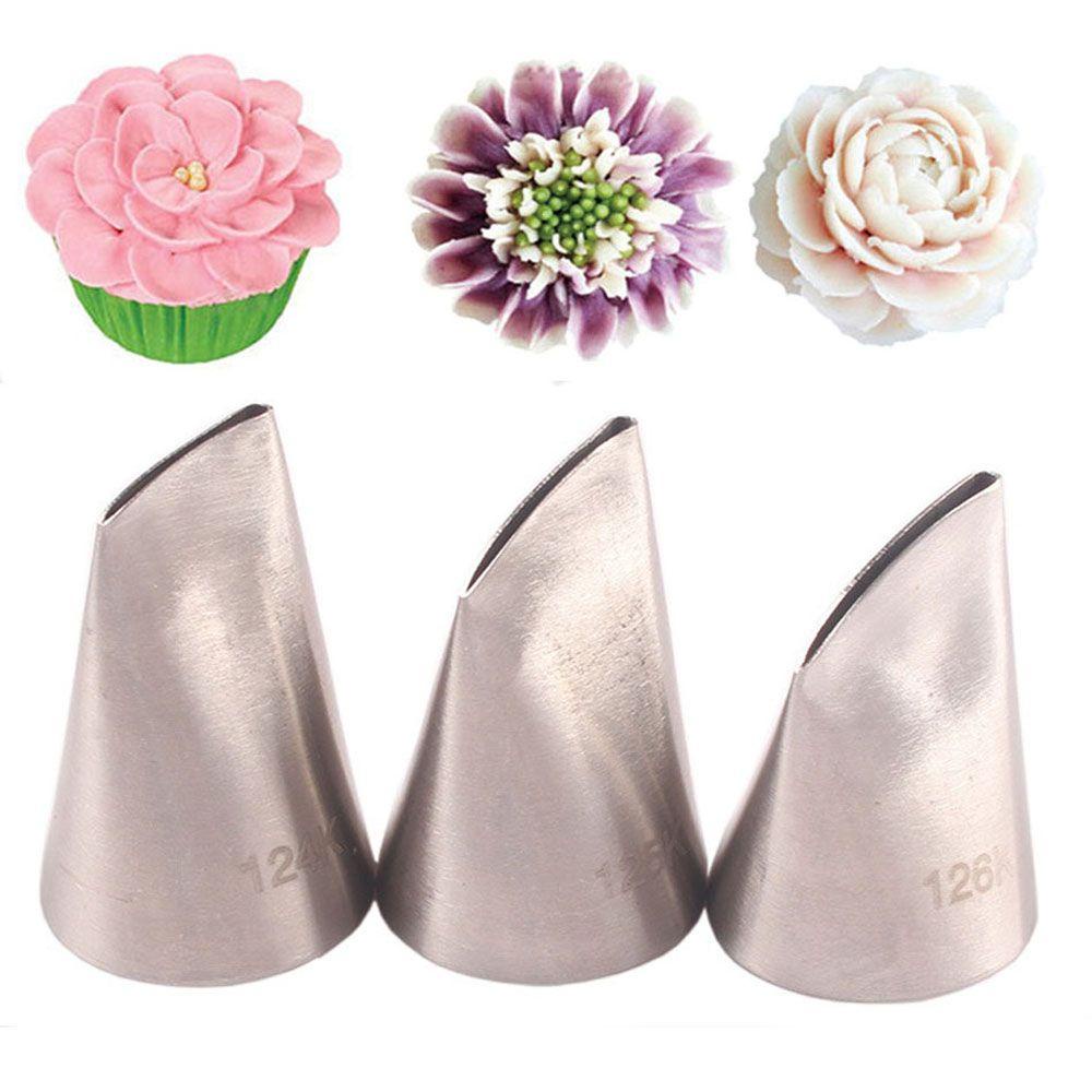 Preva 3PCS Icing Piping Nozzle Bakeware Bakery Pastry Tips Stainless Steel Dekorasi Kue Cetakan Kue