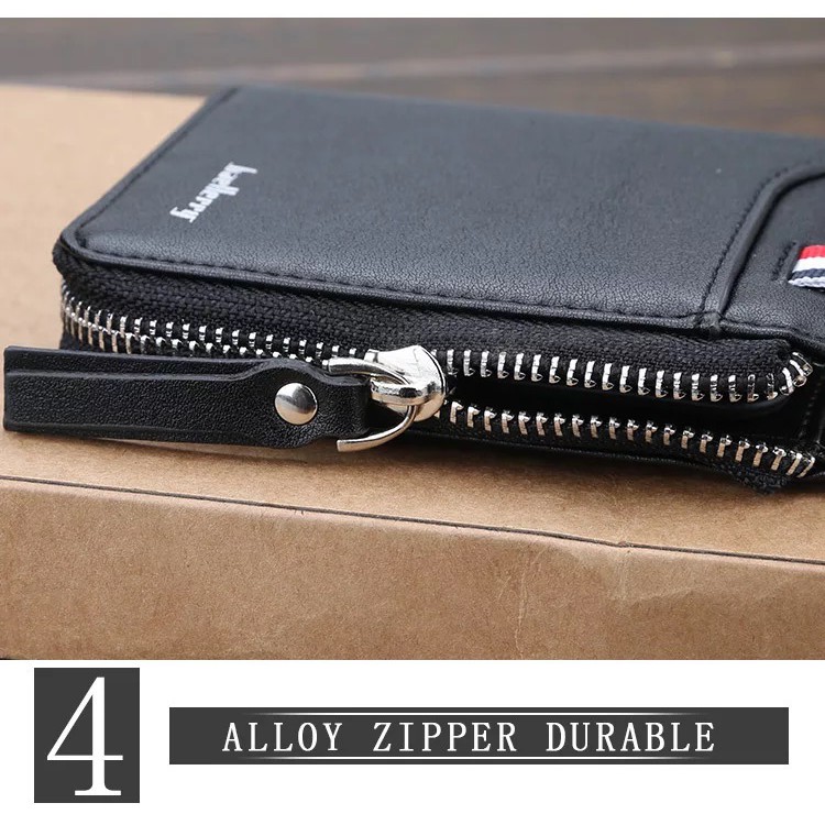 ORIGINAL BAELLERRY D0311 DOMPET UANG PRIA RITSLETING BIFOLD BAHAN KULIT PU DENGAN TEMPAT KOIN