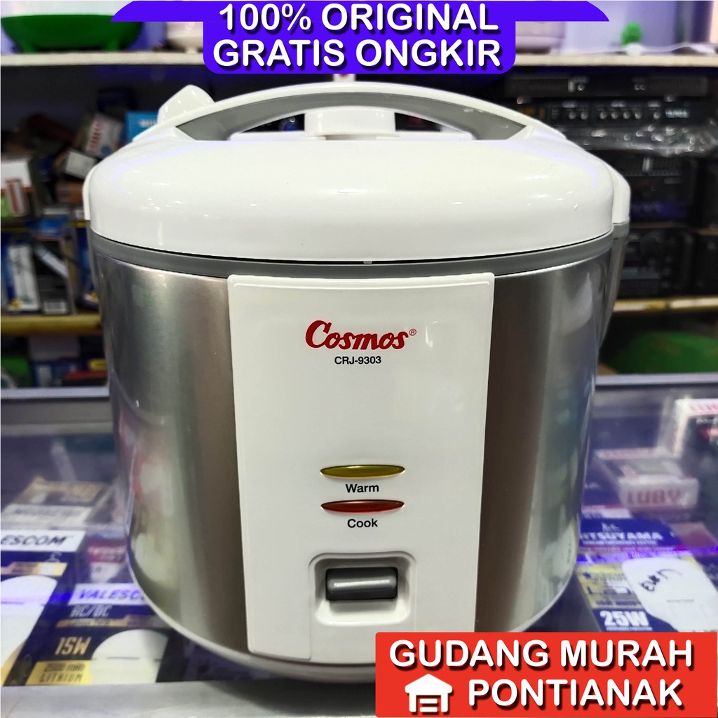 Rice Cooker Cosmos CRJ 9303 Stainles stenles anti karat putih kilat 2liter magicom mejicom