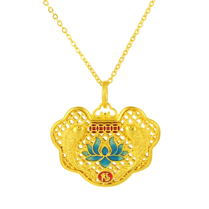 Kalung Rantai Dengan Liontin Gembok Hollow Lapis Emas Emas Asli Kadar 375Gaya Korea Untuk Wanita