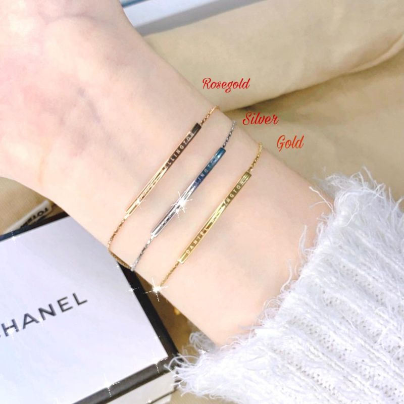 Gelang tangan Serut Plat DW titanium premium aksesoris fashion perhiasan korea warna  Gold, silver d