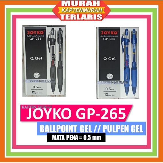 

JOYKO GP-265 Q3 Gel 0.5 mm Pulpen Ball Point Bolpen Pena Pen BallPoin Hitam Biru Merah Terbaru Spesial Promo Murah