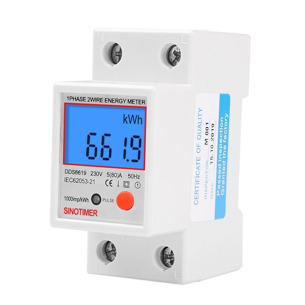 [Elegan] Energy Meter AC 220V 80A Elektronik Din Rail Backlight Digital LCD Pengukur Konsumsi Daya