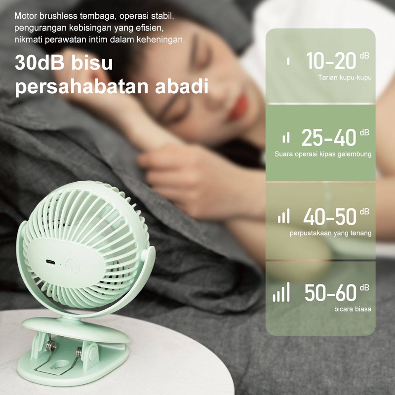 【Beli dua diskon 20%】 goojodoq Spherical 720° Rotatable Kipas Angin Portable / Super Terang Kipas Angin Meja / Klip Besar Kipas