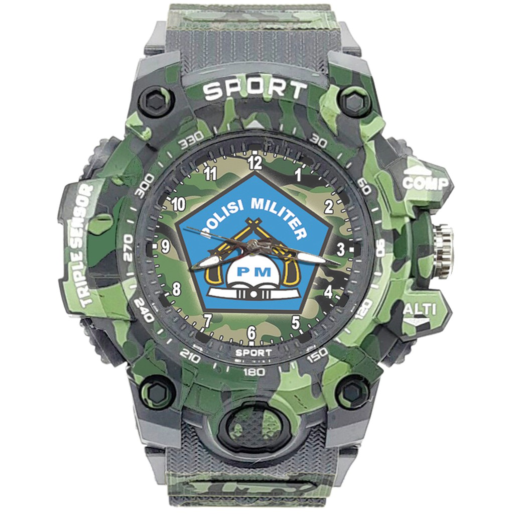 {Istimewa} Jam Tangan LOGO POLISI MILITER - PM 2 Abu Army Water Resistant