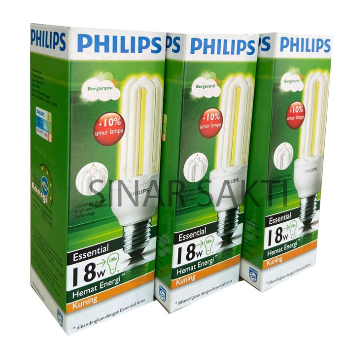 Philips Lampu Essential 18 Watt (Bundling 3 Pcs) CDL / WW E27 18w