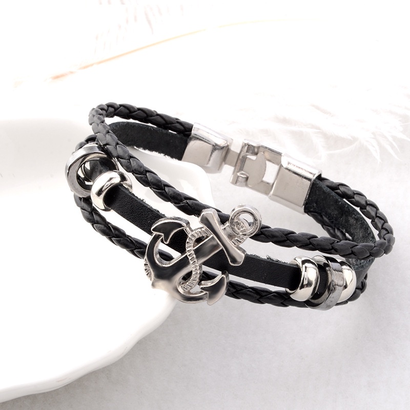 Simple Handmade Personality Wild Anchor Bracelet Bracelet Bracelet Men and Women Leather Cord Bracelet