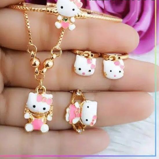 BISA COD [Star] BAYAR DI TEMPAT!!!kalung set lengkap anak set hello kitty#1 random