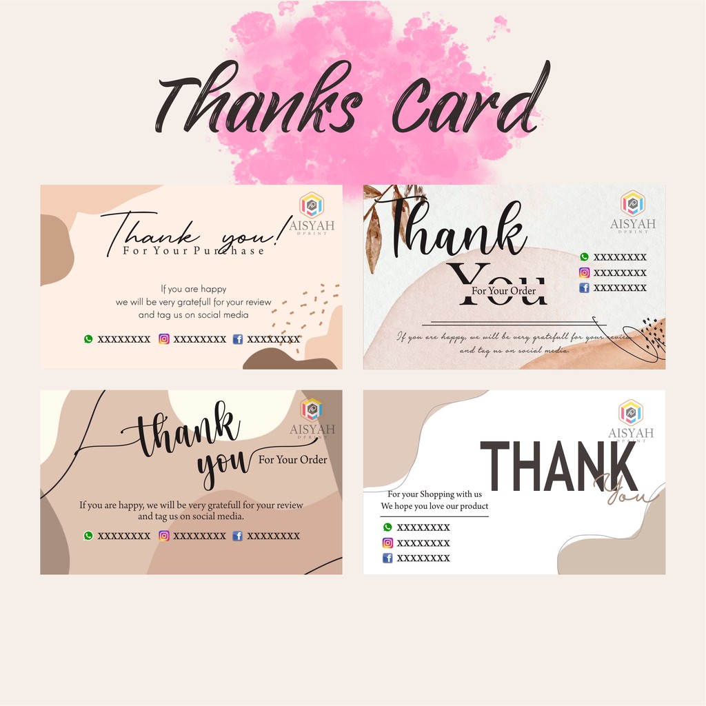 

Thanks Card Tema Coklat | Kartu Terima Kasih Murah | Thank you card
