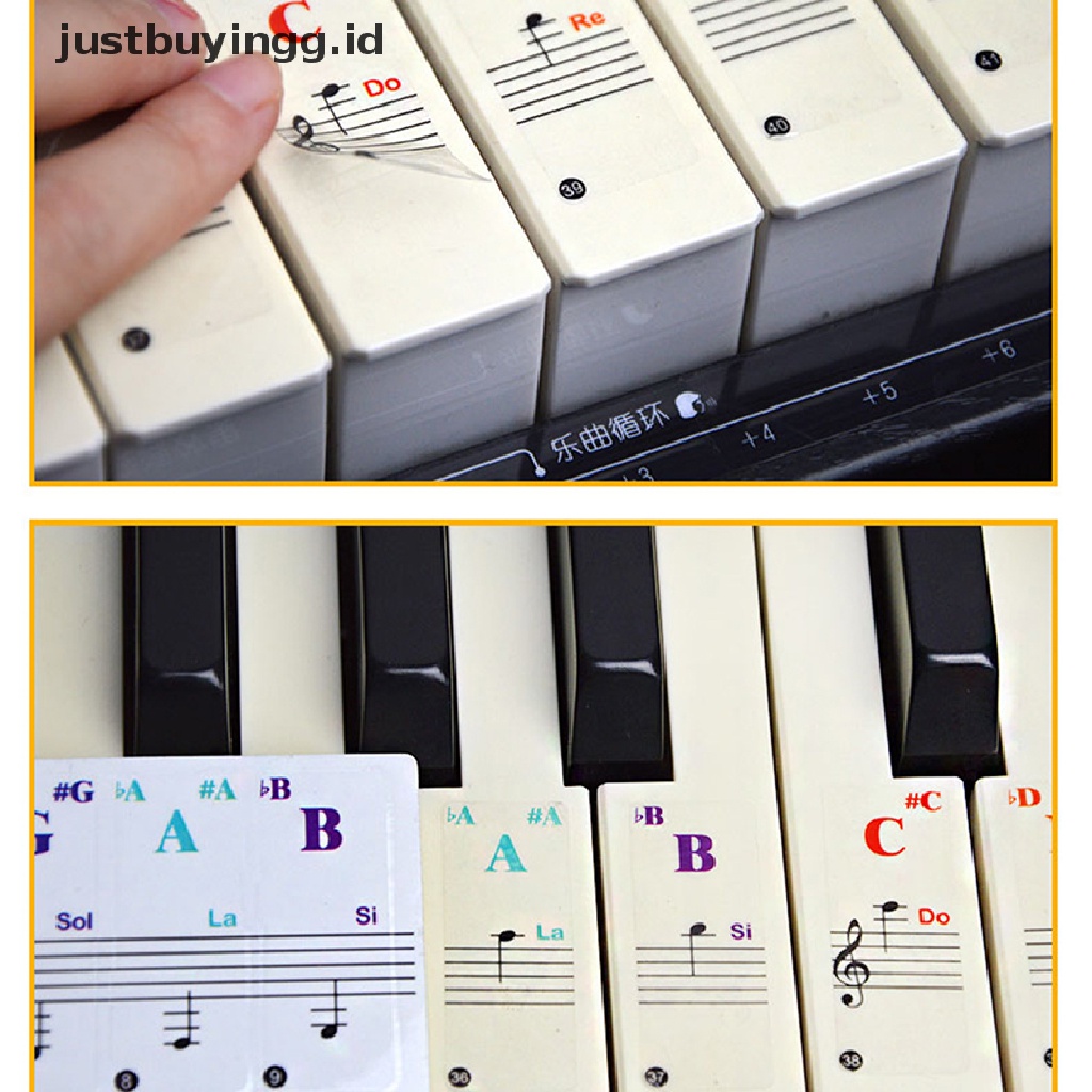 [justbuyingg.id] Keyboard notes Sticker 88/61/54/49/37 keys Piano Sticker Transparent ID