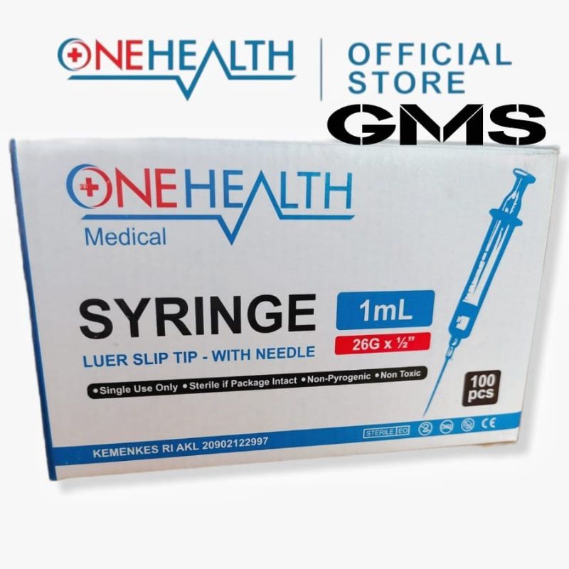 Syringe 1cc , 3cc , 5cc , 10cc , 20 cc Onehealth / Onemed Per Box isi 100 Pcs / Spuit Onehealth