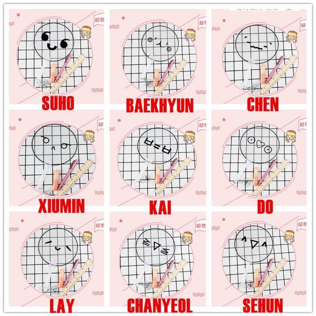 EXO Kipas Transparan Emoji / Emoticon (Kipas Transparan/ Transparent Fan EXO KPOP)