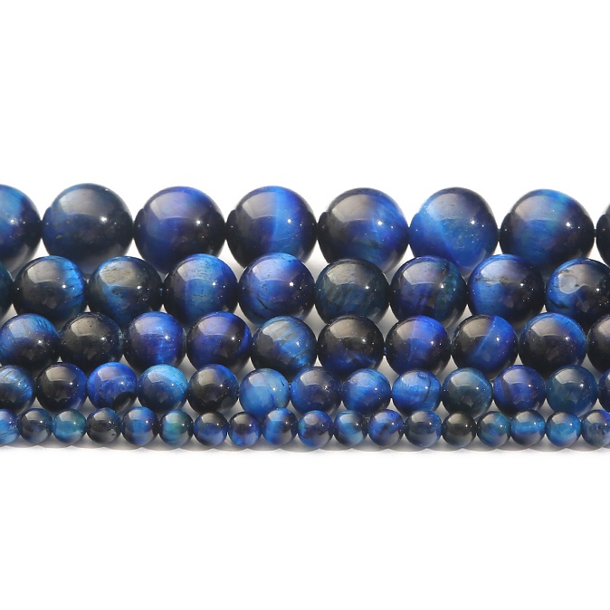 32-89/PCS Manik-manik Batu Alam Biru Tiger Eye Bulat Manik-manik untuk Membuat Perhiasan Memilih Ukuran 4/6/8 Mm Membuat Gelang/Kalung Aksesoris