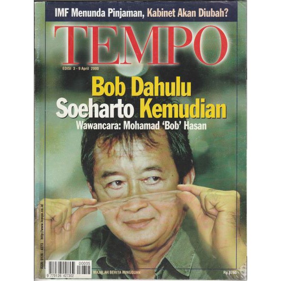Majalah Tempo Bekas Edisi 3-9 April 2000 Bob Dahulu Soeharto Kemudian