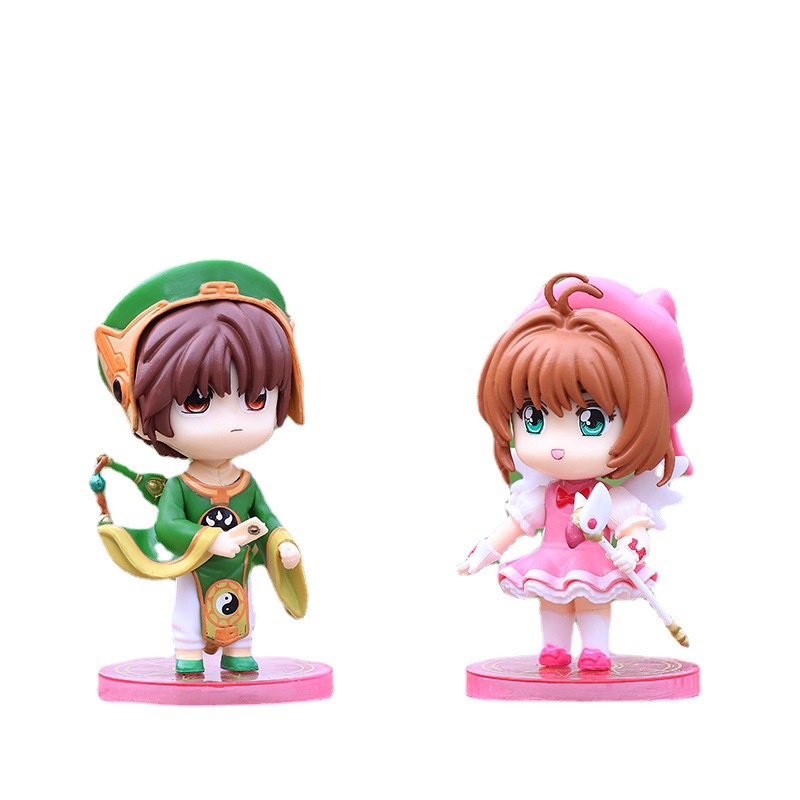 6pcs / Set Mainan Action Figure Anime Card Captor Sakura Kinomoto Li Syaoran Cerberus Tomoyo Daidouji Bahan PVC Untuk Dekorasi