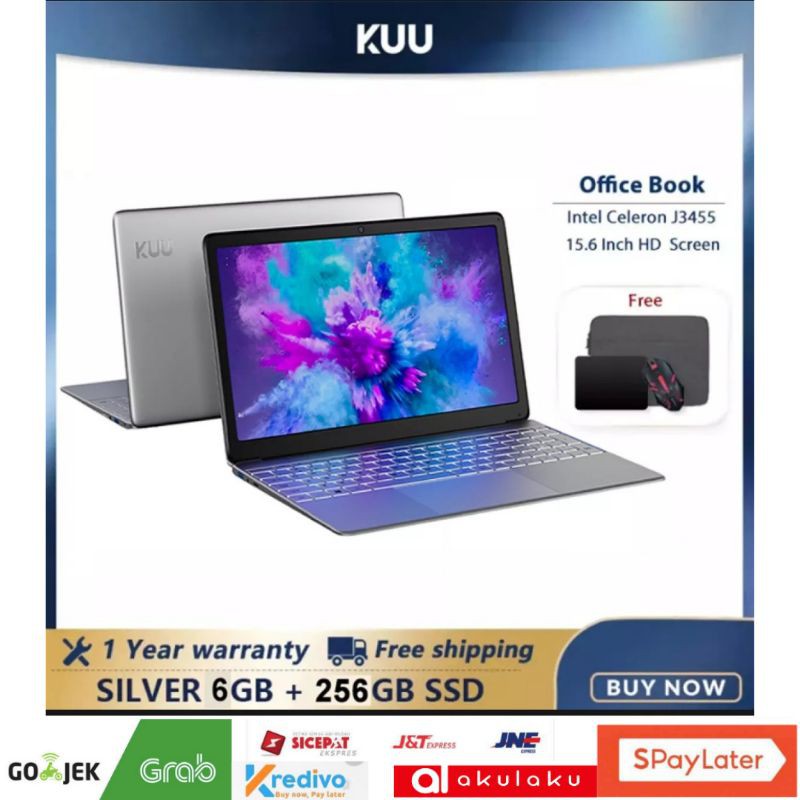 Laptop Intel KUU 15.6inch Intel Celeron Quad Core J3455 6GB RAM 256GB SSD [GARANSI RESMI]