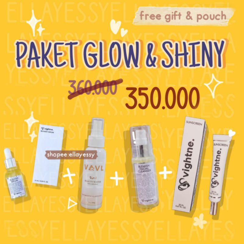 PAKET GLOW &amp; SHINY( free pouch+gift)