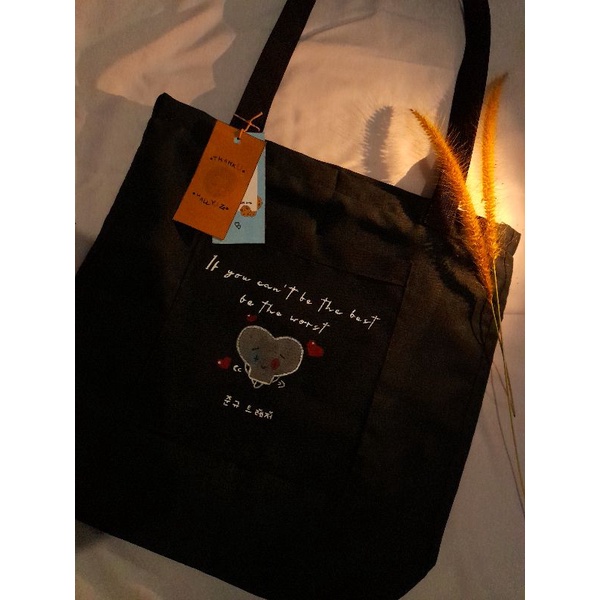 Totebag lukis bonbon junkyu treasure quotes character blacu murah asthetic kpop