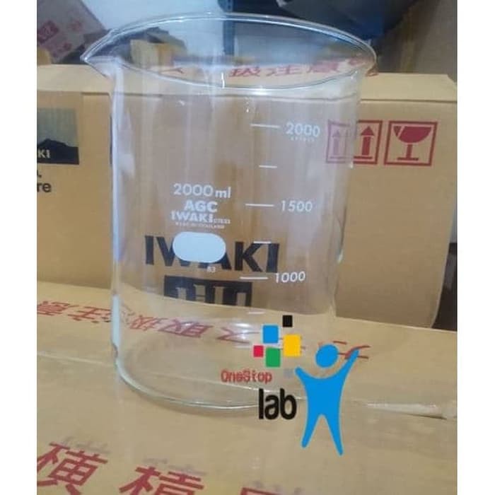 Beaker Glass 5000 ml IWAKI ORIGINAL Gelas Piala Gelas kimia 5 Liter