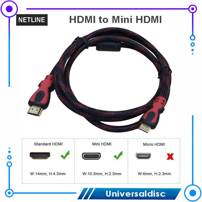 Kabel Mini HDMI to HDMI 1,5M Support Full HD High Quality - Kabel HDMI to Mini HDMI