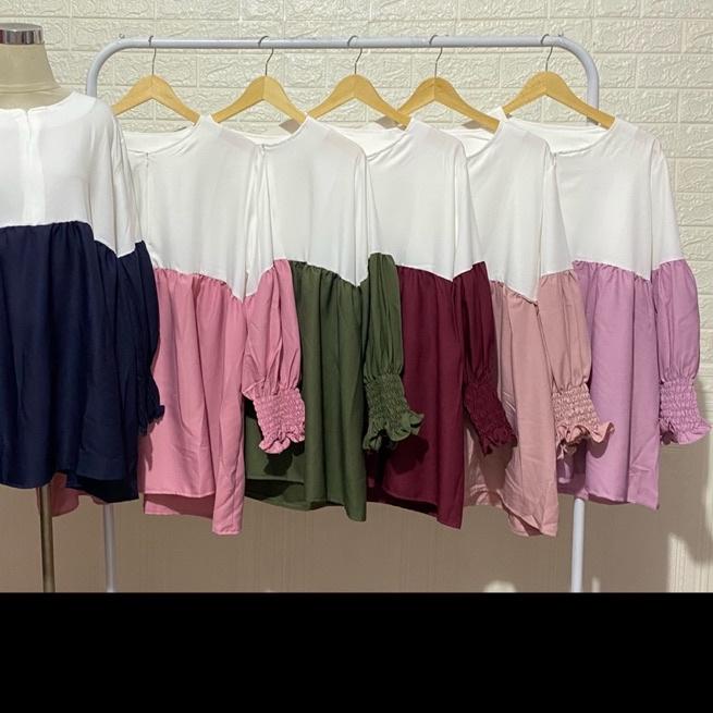 ◊ AURA SETCEL SET SHAKILA STELAN JUMBO KOMBINASI PUTIH MURAH SYAKILA MODELLANO POLOS MUSLIM KARET SA